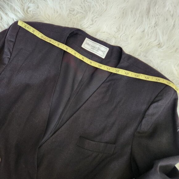 MICHELLE STUART Women size 6 Black Linen‎ Blazer Double Breasted Made in USA - Picture 15 of 16